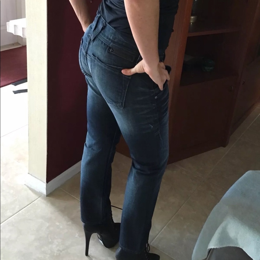 Affliction Dark Wash Blue Denim Cropped Jean Sz 25